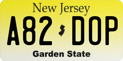 NJ license plate A82DOP