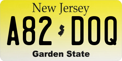 NJ license plate A82DOQ