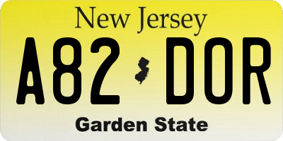 NJ license plate A82DOR