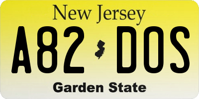 NJ license plate A82DOS