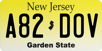 NJ license plate A82DOV
