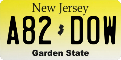 NJ license plate A82DOW