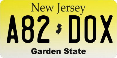 NJ license plate A82DOX