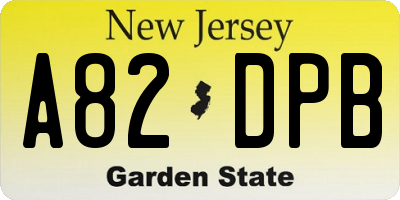 NJ license plate A82DPB