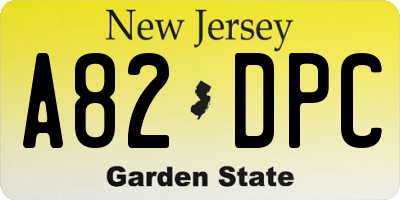 NJ license plate A82DPC