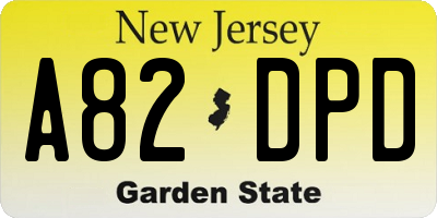 NJ license plate A82DPD