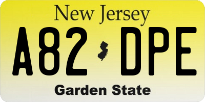 NJ license plate A82DPE