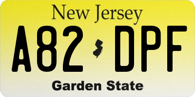 NJ license plate A82DPF