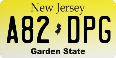 NJ license plate A82DPG