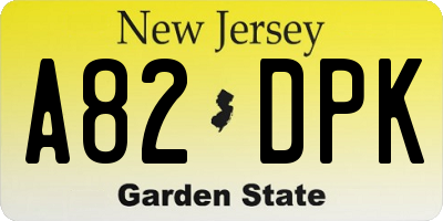 NJ license plate A82DPK