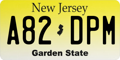 NJ license plate A82DPM