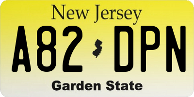 NJ license plate A82DPN