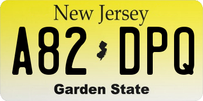 NJ license plate A82DPQ