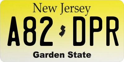 NJ license plate A82DPR