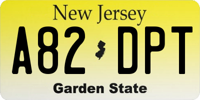NJ license plate A82DPT