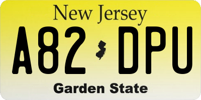 NJ license plate A82DPU