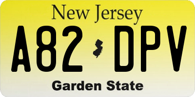 NJ license plate A82DPV