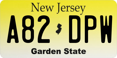 NJ license plate A82DPW