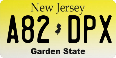 NJ license plate A82DPX