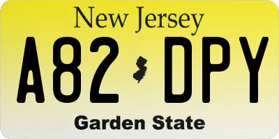 NJ license plate A82DPY