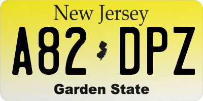 NJ license plate A82DPZ
