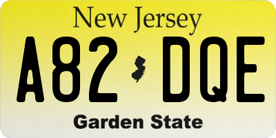 NJ license plate A82DQE