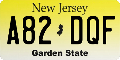 NJ license plate A82DQF