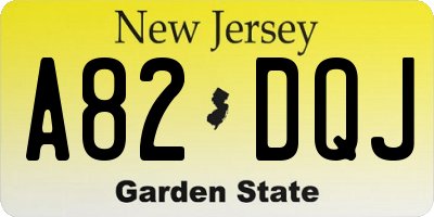 NJ license plate A82DQJ