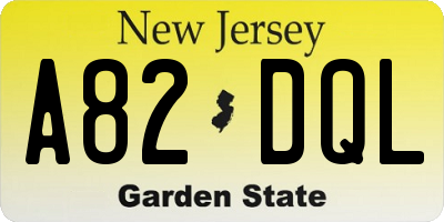 NJ license plate A82DQL