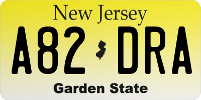 NJ license plate A82DRA