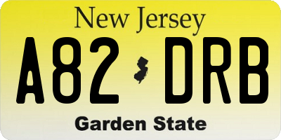NJ license plate A82DRB