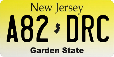 NJ license plate A82DRC