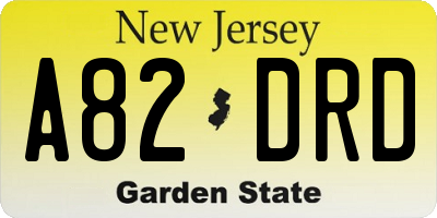 NJ license plate A82DRD