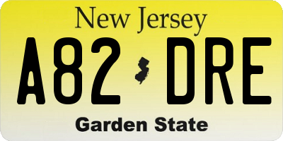 NJ license plate A82DRE