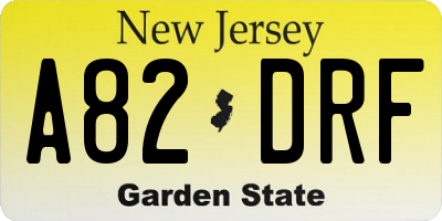 NJ license plate A82DRF