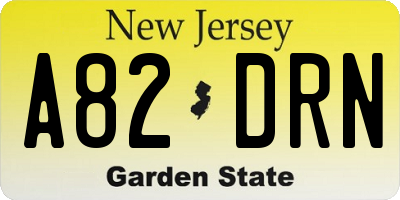NJ license plate A82DRN
