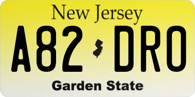 NJ license plate A82DRO