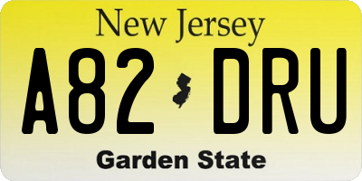 NJ license plate A82DRU