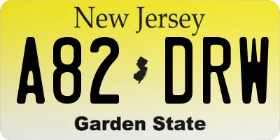 NJ license plate A82DRW