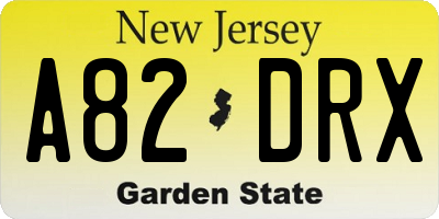 NJ license plate A82DRX