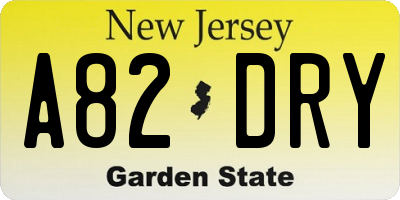 NJ license plate A82DRY