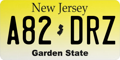 NJ license plate A82DRZ