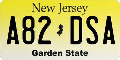 NJ license plate A82DSA