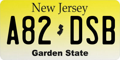 NJ license plate A82DSB