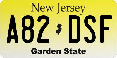 NJ license plate A82DSF