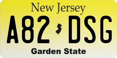 NJ license plate A82DSG