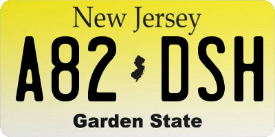 NJ license plate A82DSH