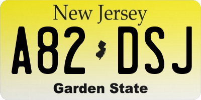 NJ license plate A82DSJ