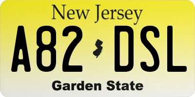 NJ license plate A82DSL