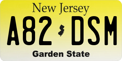 NJ license plate A82DSM